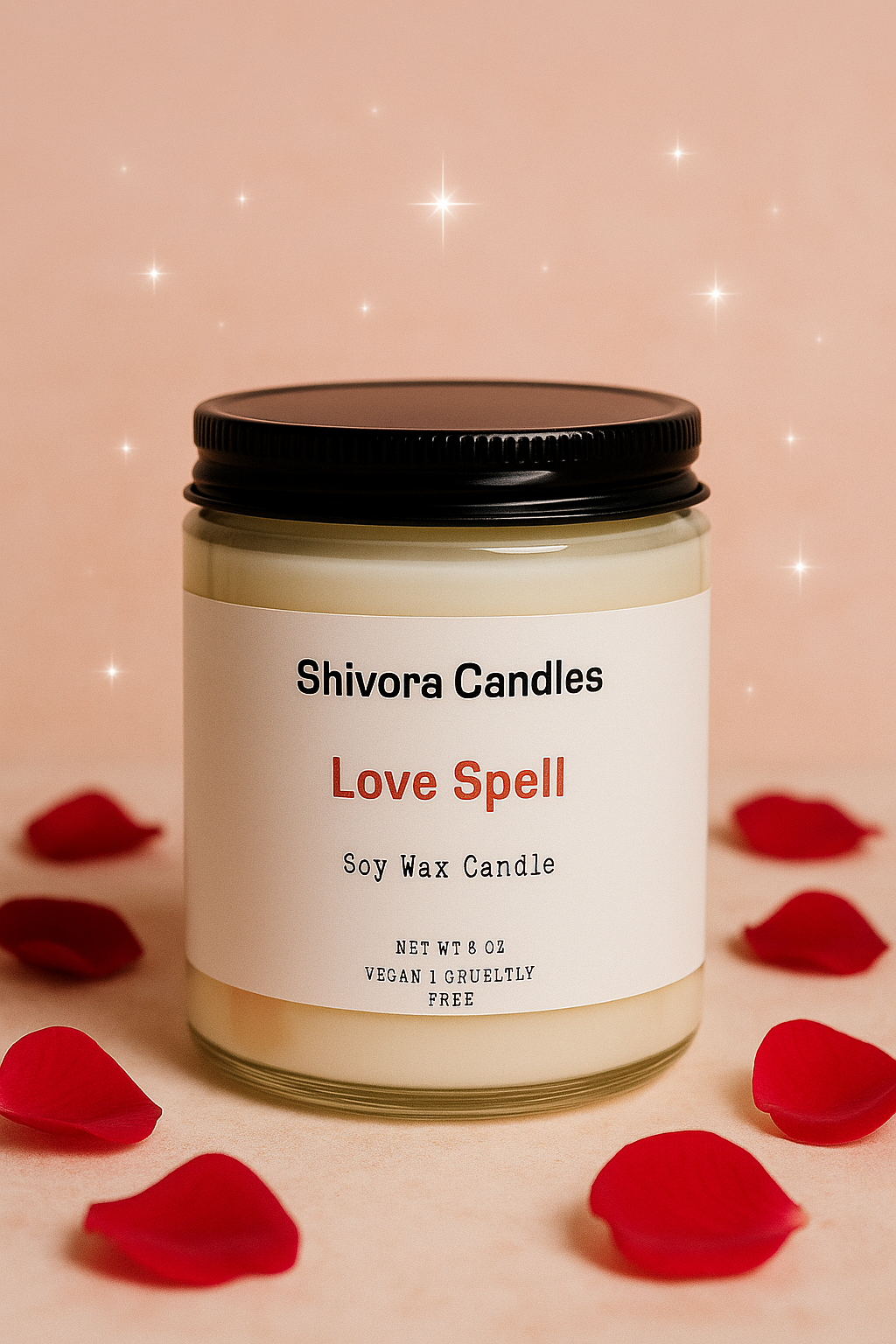 Love Spell Soy Candle 8 oz – Handmade Soy Candle Made in Canada with Cotton Wick | Romantic Floral Fragrance | Shivora Candles